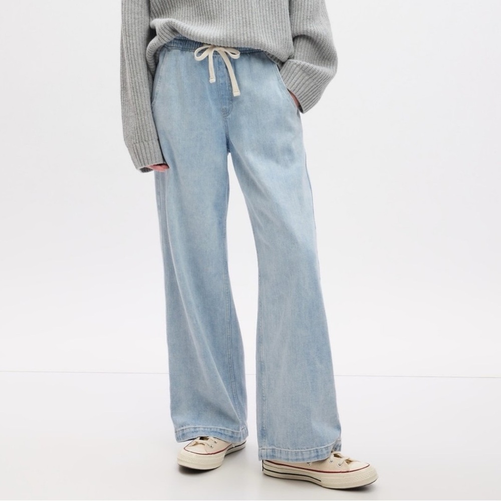 GAP Light Blue Wide Leg Drawstring Jeans